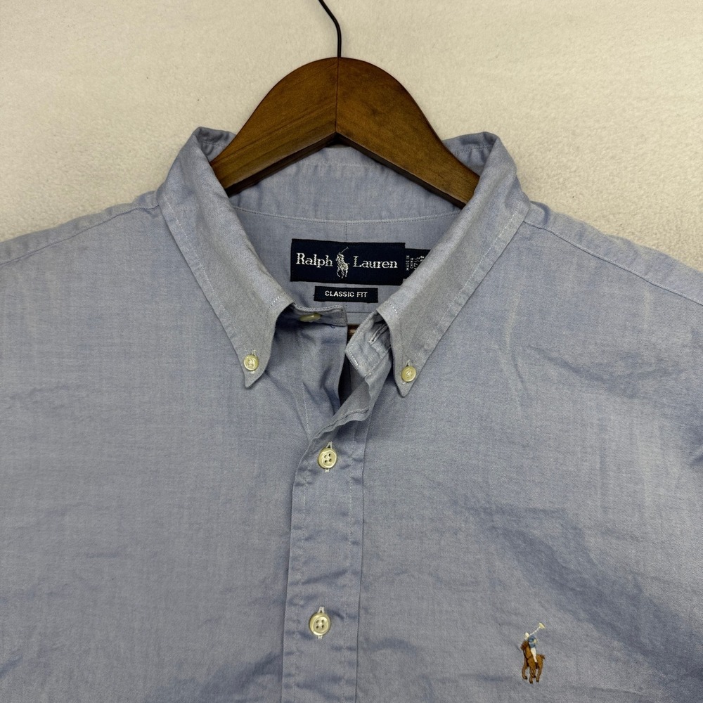 Vintage Ralph Lauren Button Down Shirt Mens 17.5 XL Blue Classic Fit Oxford 90s